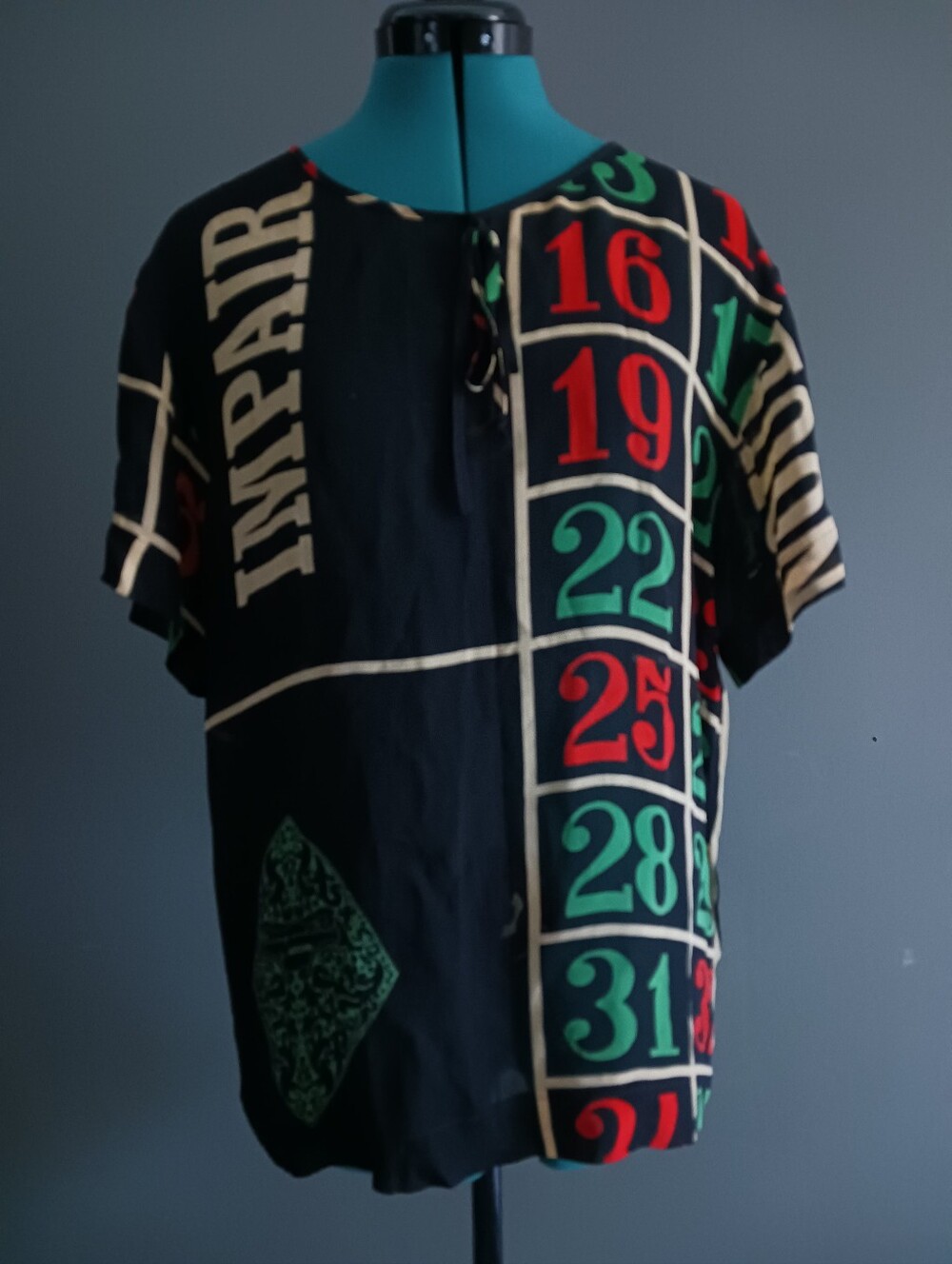 Moschino Vintage 90s Poker Casino Chips Blouse Size 8.